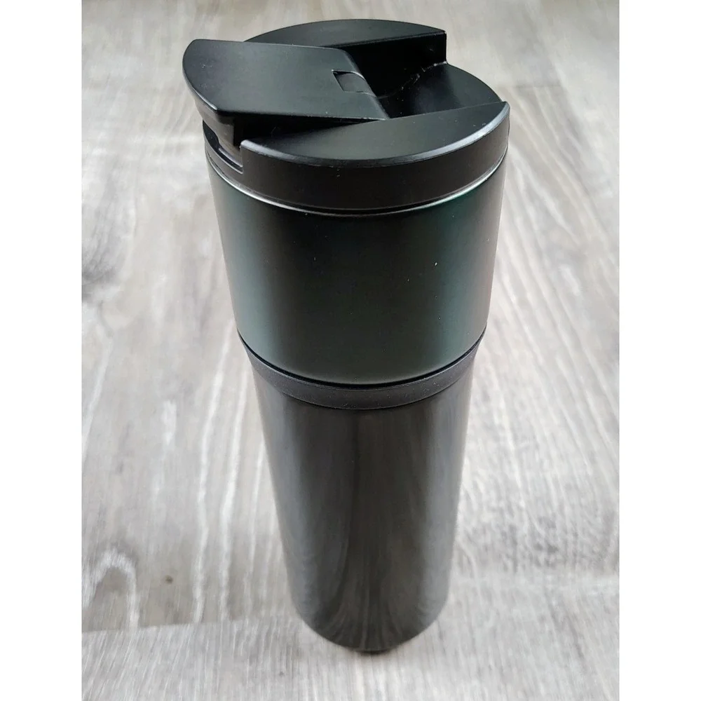 Starbucks Dark‎ Green Black Tumbler 16floz Flip Lid Siren Silver Logo *Scratched